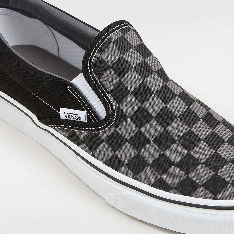 Gray and black checkered slip on vans best sale