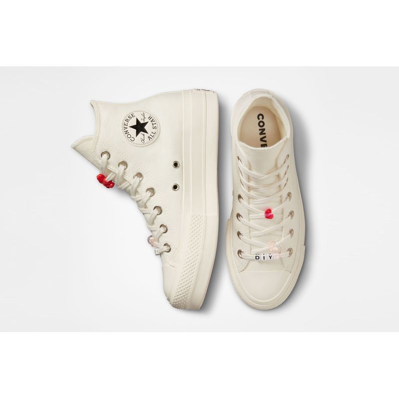 Zapatillas CONVERSE Chuck Taylor All Star Lift Platform DIY Floral Blancas Foot on Mars